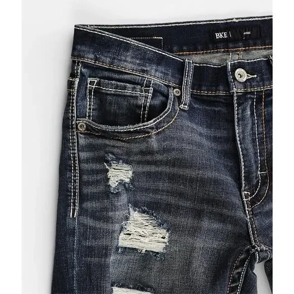 BKE Jake Bootcut Stretch Jeans Men’s 30x32 Macon Wash Distressed Denim NEW~NWT